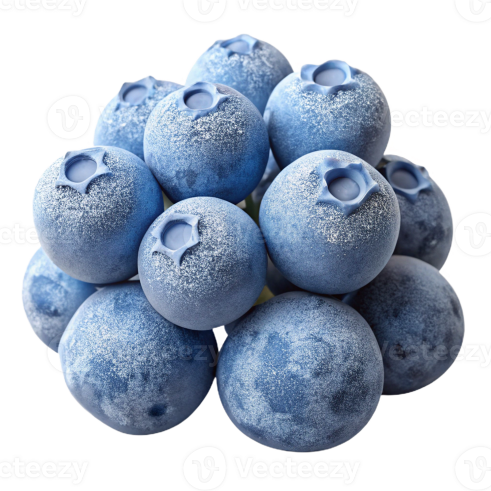 vibrant traditional A cluster of ripe blueberries covered in frost, close-up, with cool, diffused lighting 4K png