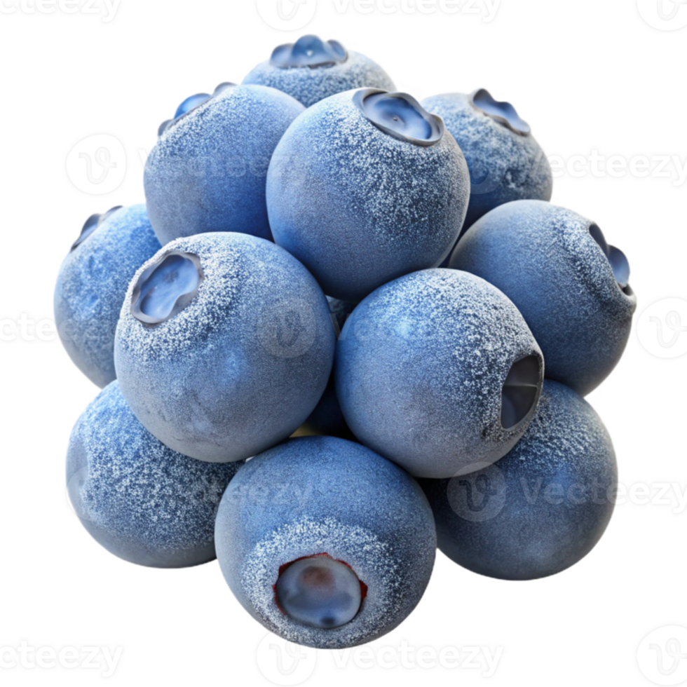 beautiful creative A cluster of ripe blueberries covered in frost, close-up, hyperrealistic, morning light original png