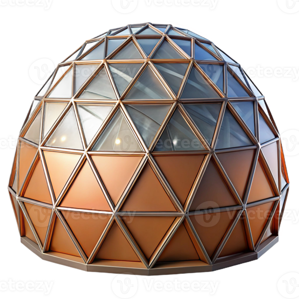 stunning contemporary Geodesic dome, triangular panels, futuristic design, desert landscape, science fiction style high resolution png