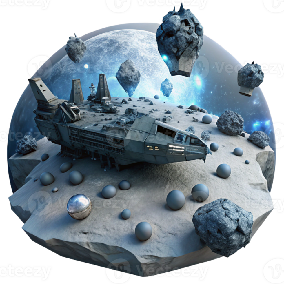 dramatic artistic A spaceship graveyard, derelict ships floating in space, eerie and atmospheric, dark science fiction style 4K png