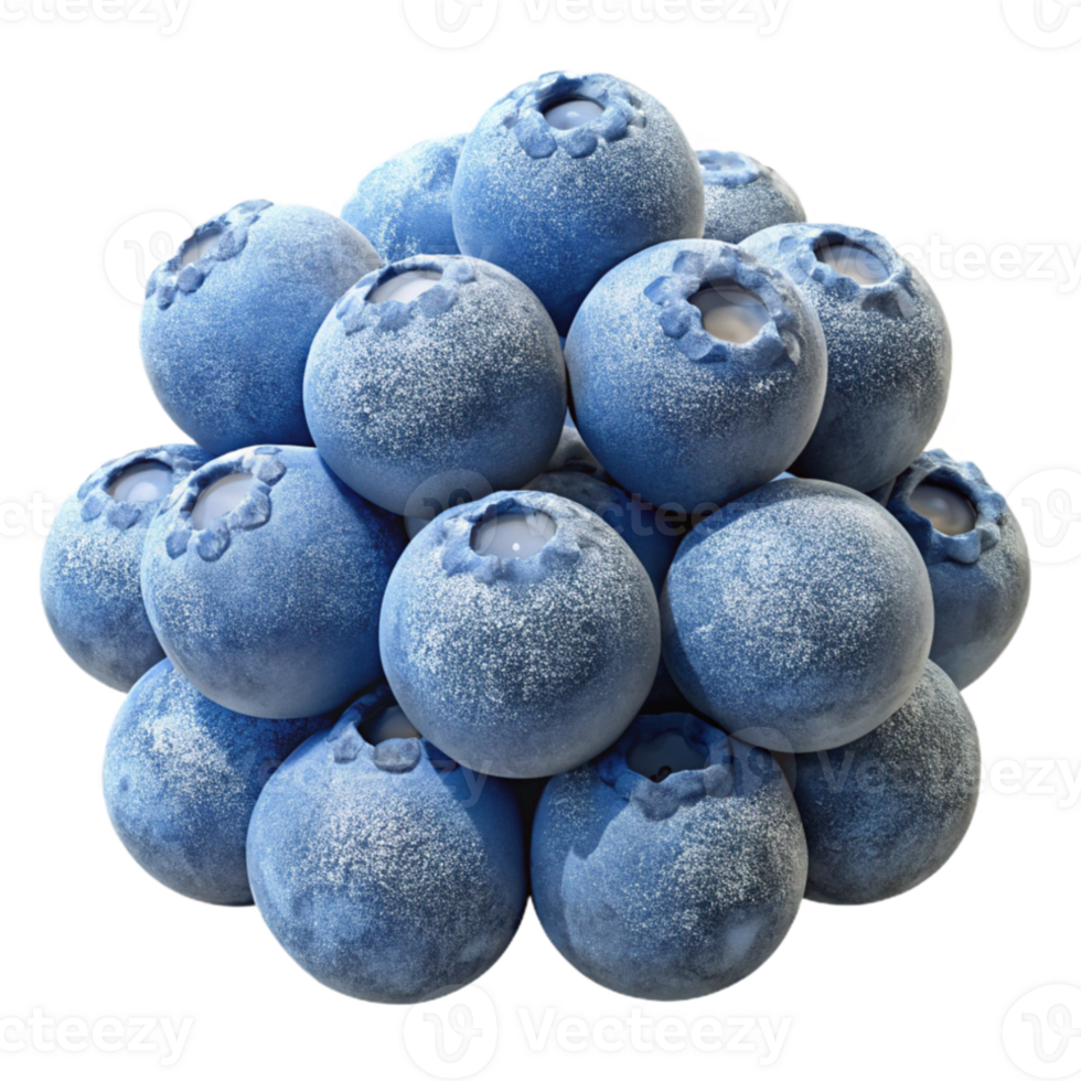 extraordinary artistic A cluster of ripe blueberries covered in frost, close-up, with cool, diffused lighting premium png