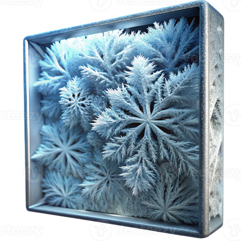 beautiful traditional A close-up of frost on a windowpane, intricate patterns, cold lighting, macro photography original png