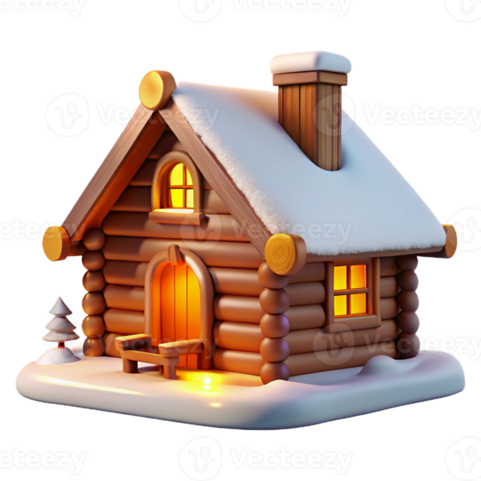 wonderful rustic Log cabin, rustic design, snow-covered landscape, warm interior lighting, cozy atmosphere high resolution png