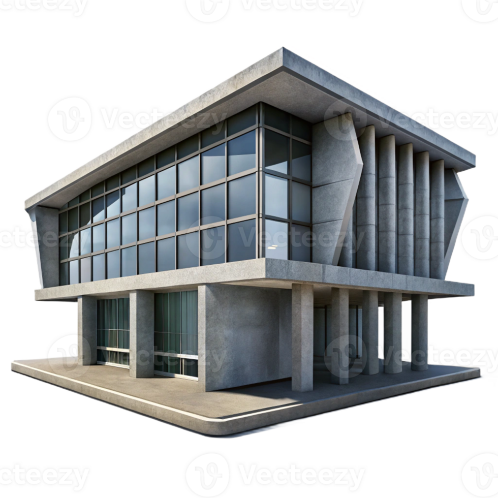 serene modern Brutalism styled library, concrete and glass, harsh shadows, high contrast, imposing scale exclusive png