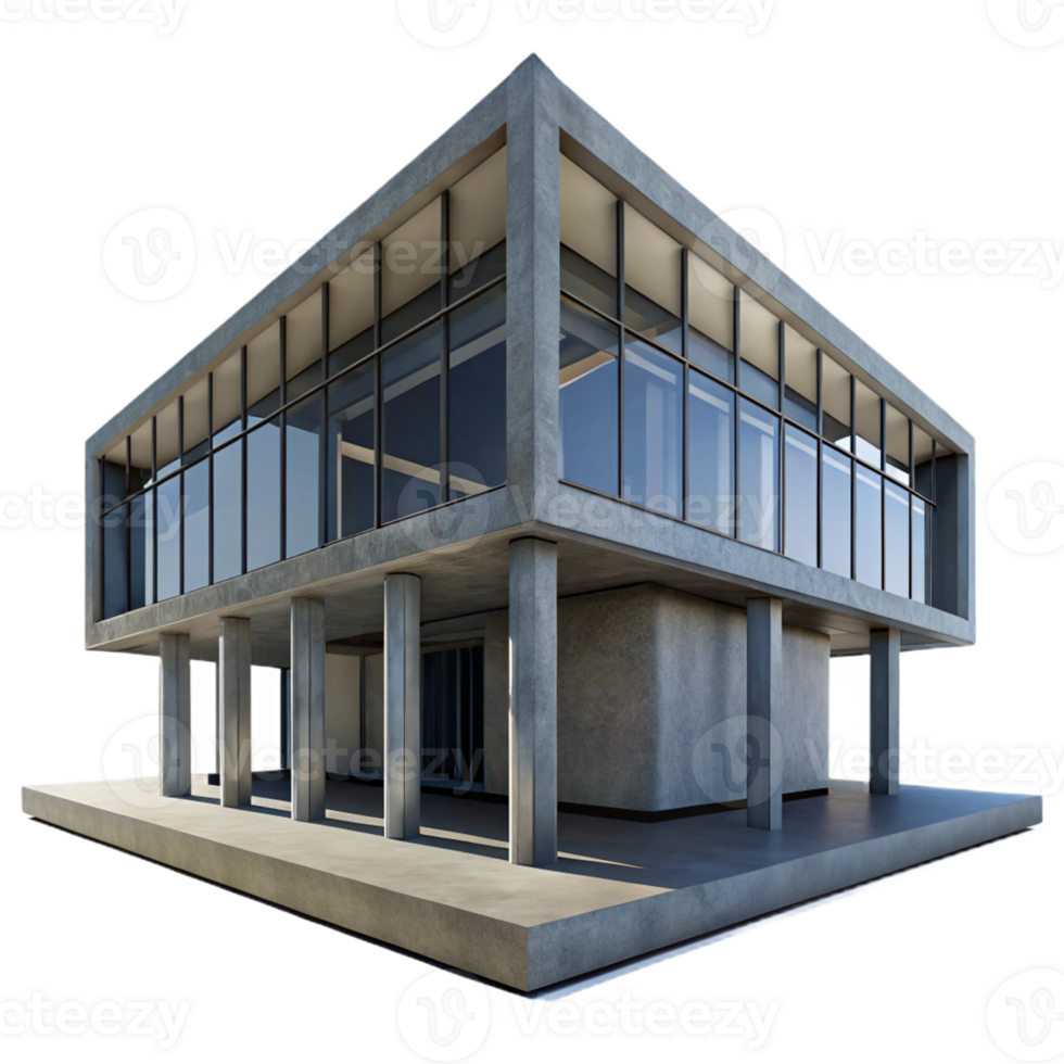 stunning rustic Brutalism styled library, concrete and glass, harsh shadows, high contrast, imposing scale professional png