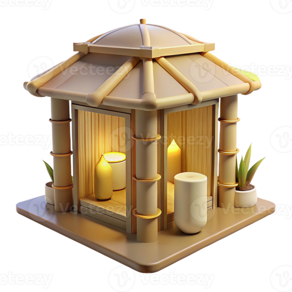 beautiful minimalist Bamboo and paper tea house, soft diffuse lighting, minimalist aesthetic, tranquil atmosphere exclusive png