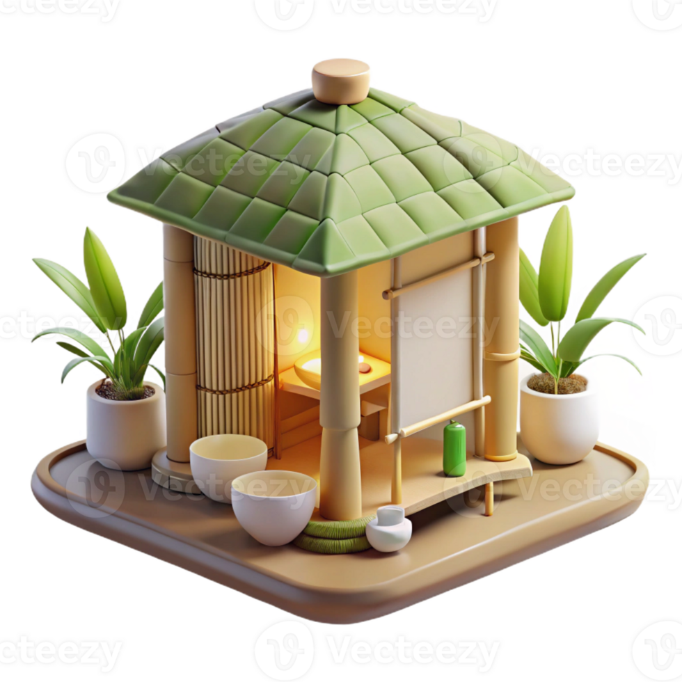 serene abstract Bamboo and paper tea house, soft diffuse lighting, minimalist aesthetic, tranquil atmosphere genuine png