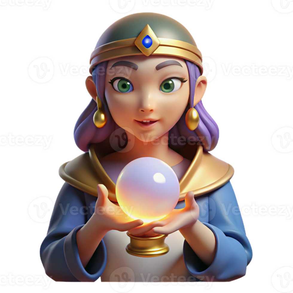 extraordinary artistic A wise oracle gazing into a crystal ball, her eyes glowing with otherworldly knowledge, lit by candlelight, in a mystical, Art Nouveau style original png