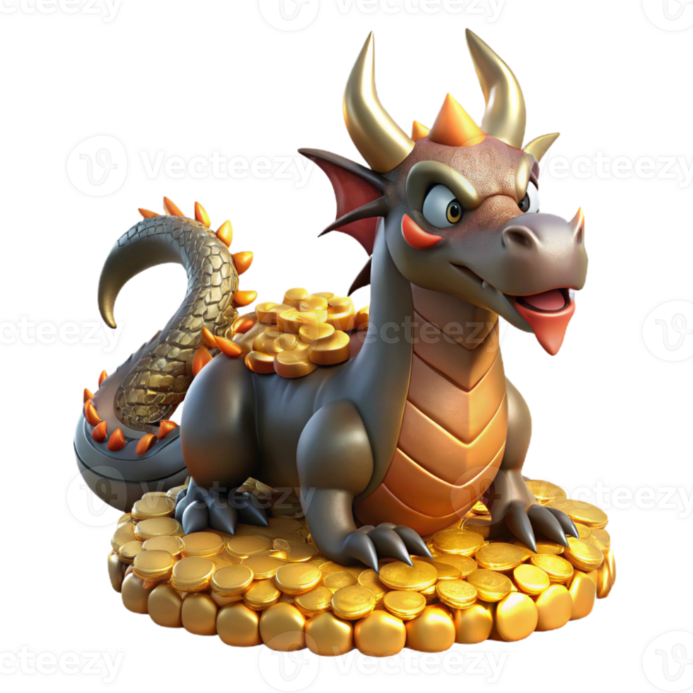 dramatic abstract A fearsome dragon guarding a hoard of gold, its scales gleaming in the torchlight, in a classic, medieval style high resolution png