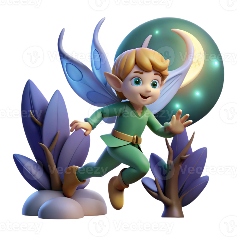 beautiful artistic elegant rustic A mischievous pixie flitting through a moonlit forest, whimsical illustration style, soft blue light professional detailed png
