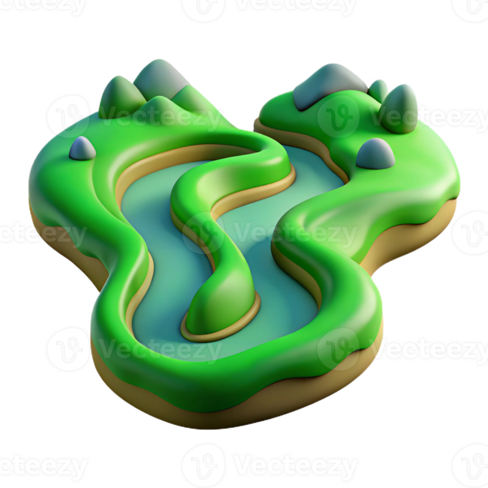 vibrant traditional wonderful artistic A Winding River Snaking Through a Green Val professional detailed png