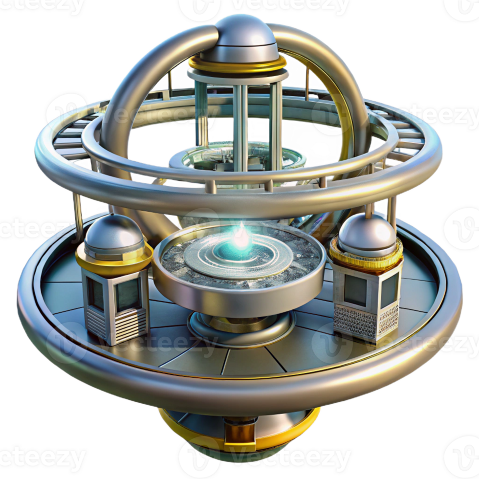 serene artistic serene minimalist A Futuristic Space Station with Rotating R high quality authentic png