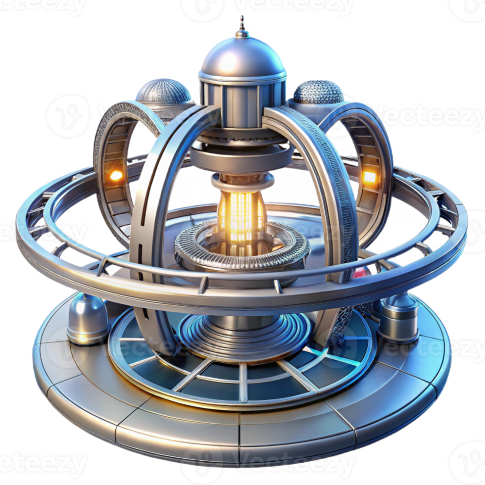 serene vintage magnificent abstract A Futuristic Space Station with Rotating R high quality original png