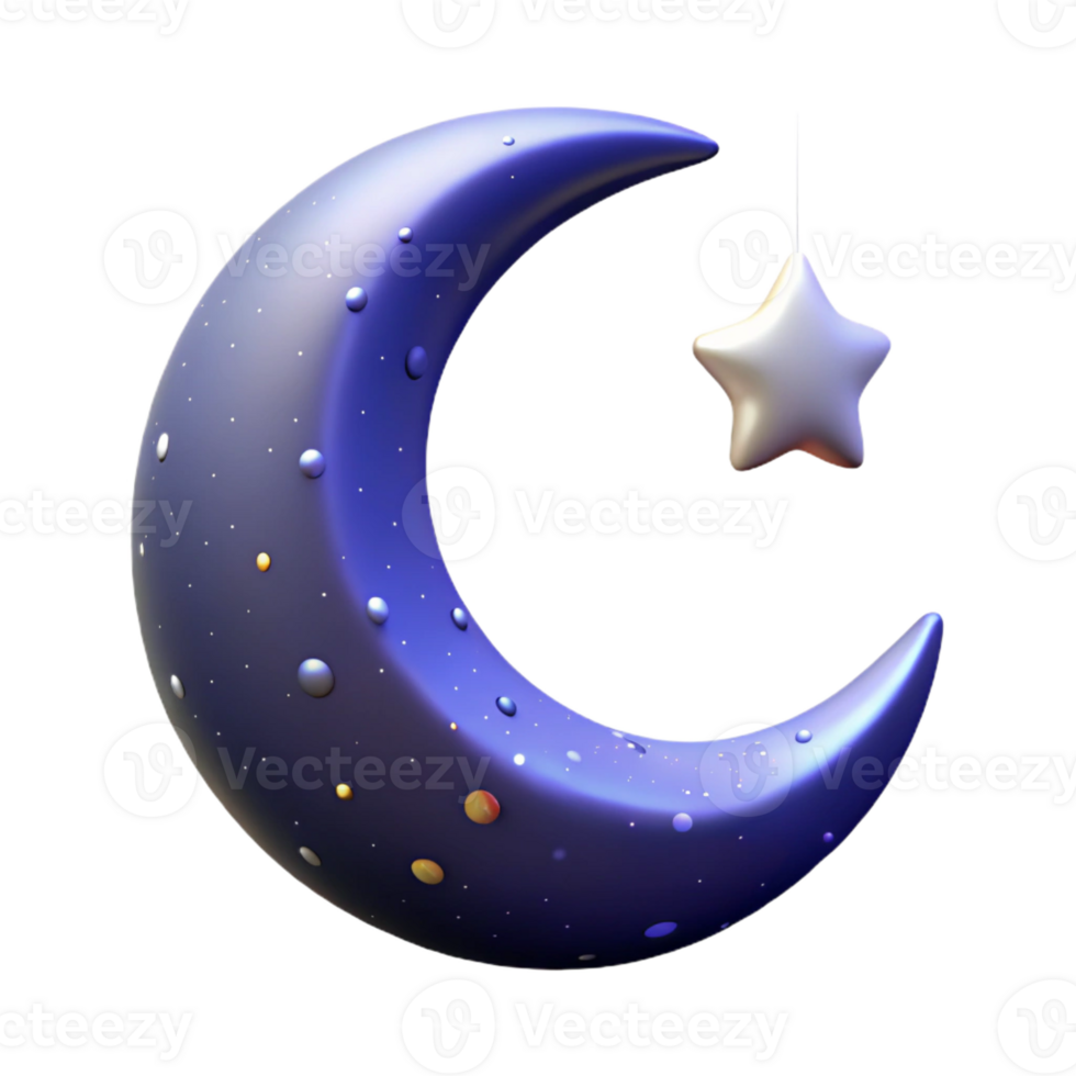 impressive creative elegant abstract A Crescent Moon Hanging in a Starry Night premium authentic png