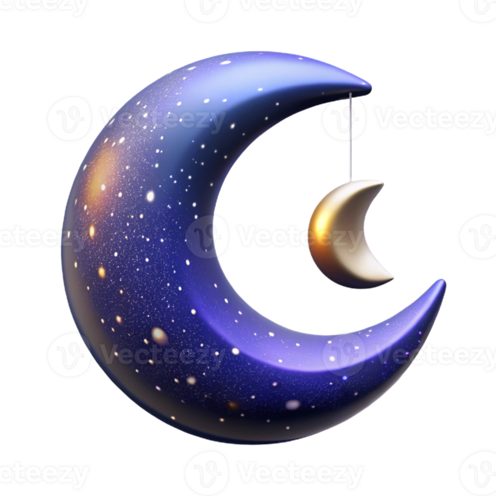 impressive vintage wonderful artistic A Crescent Moon Hanging in a Starry Night detailed premium png