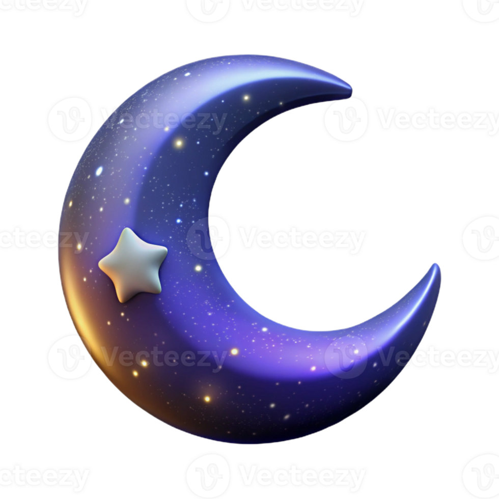 elegant creative vibrant classic A Crescent Moon Hanging in a Starry Night premium exclusive png