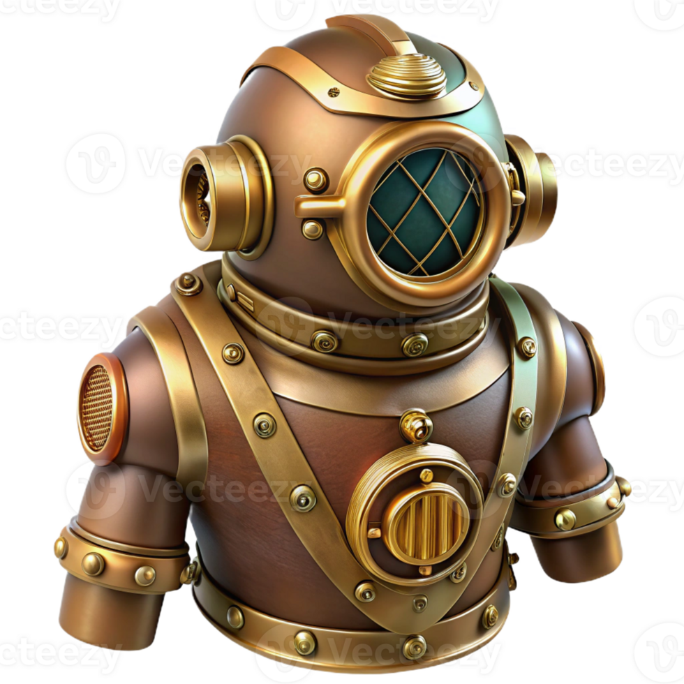 stunning rustic beautiful classic A Steampunk Diving Suit Intricate Brass high quality detailed png