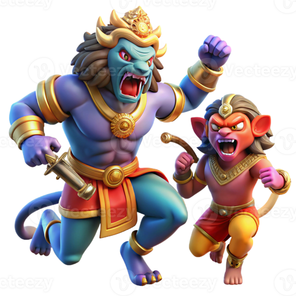 serene abstract extraordinary creative A Fierce Rakshasa Battling a Hero Hindu premium high quality png