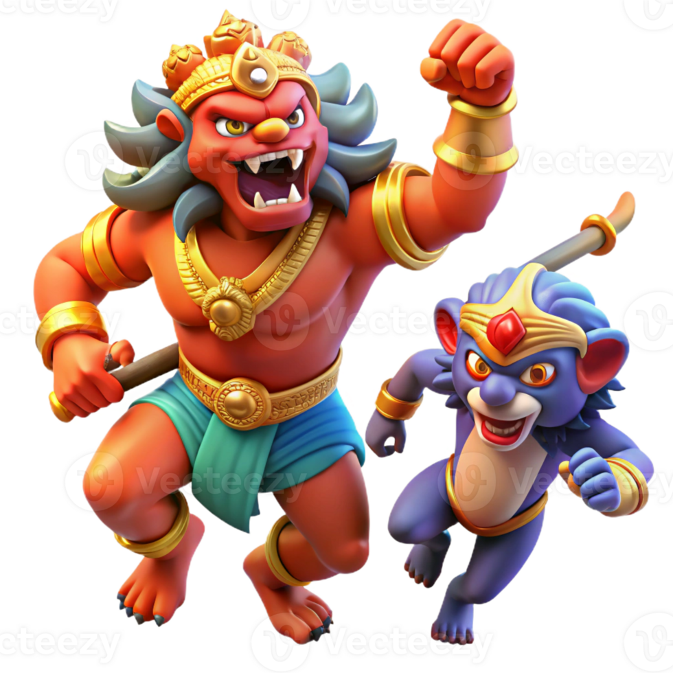 stunning contemporary elegant artistic A Fierce Rakshasa Battling a Hero Hindu high quality professional png