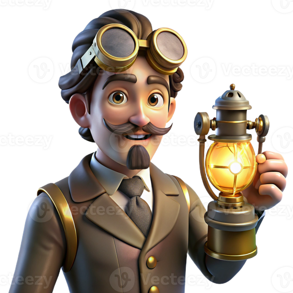 extraordinary modern stunning classic Portrait of a Steampunk Inventor with Gogg professional professional png