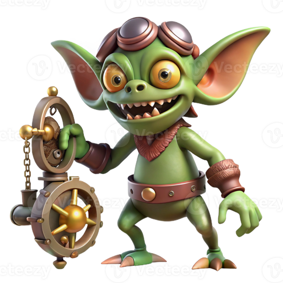extraordinary abstract beautiful traditional A Mischievous Gremlin Sabotaging a Clockw genuine professional png
