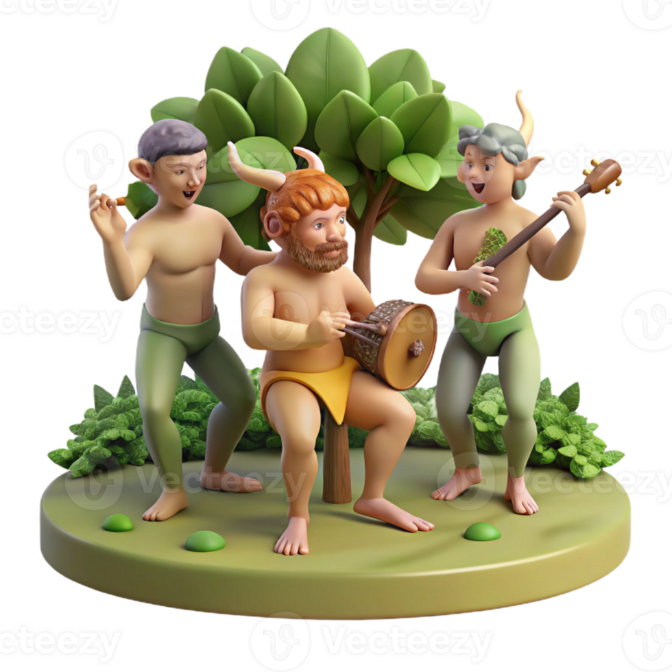 dramatic abstract dramatic contemporary A Group of Satyrs Playing Music in a Fores high quality authentic png