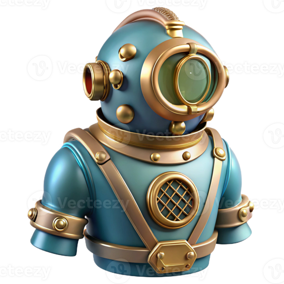 dramatic creative magnificent classic A Steampunk Diving Suit with Intricate Br 4K original png