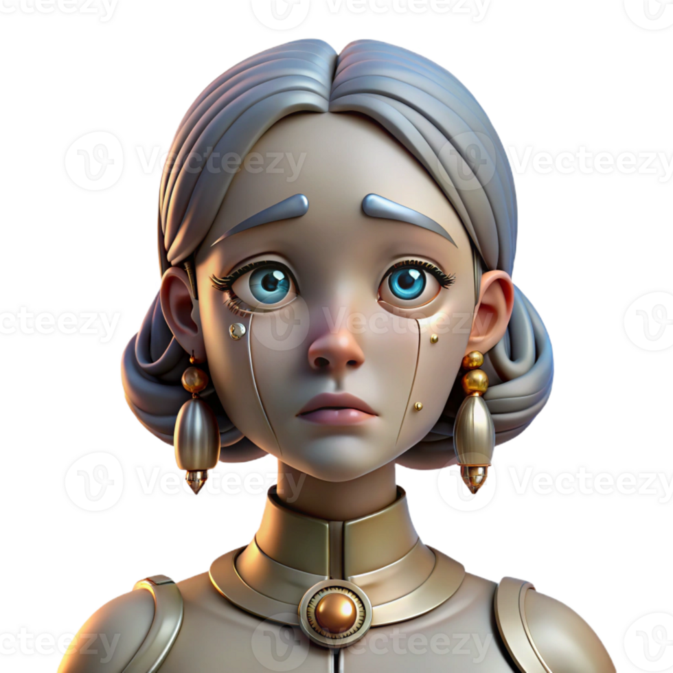stunning artistic vibrant abstract A Female Android with Intricate Clockwork genuine high quality png