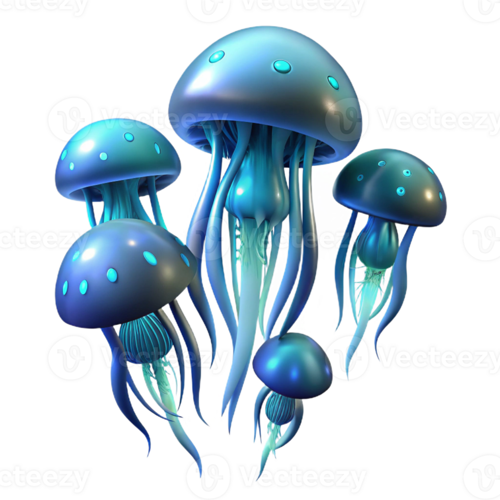 vibrant abstract impressive vintage A School of Bioluminescent Jellyfish Floa high quality premium png