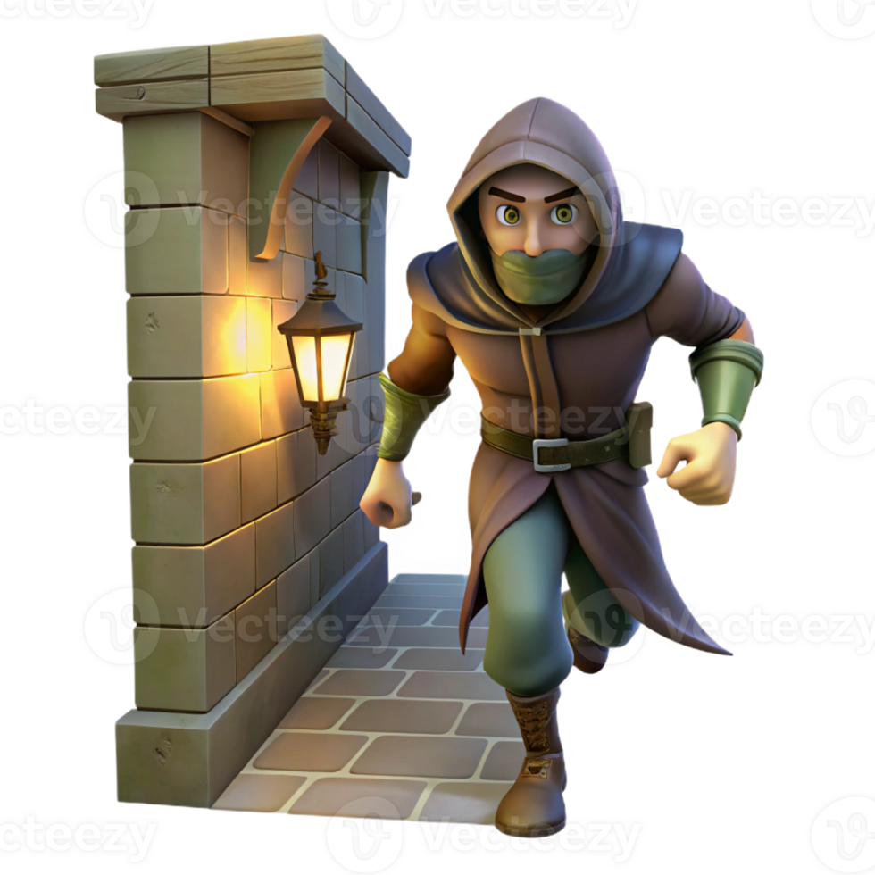 impressive modern vibrant modern A Cunning Rogue Sneaking Through a Shado high quality png