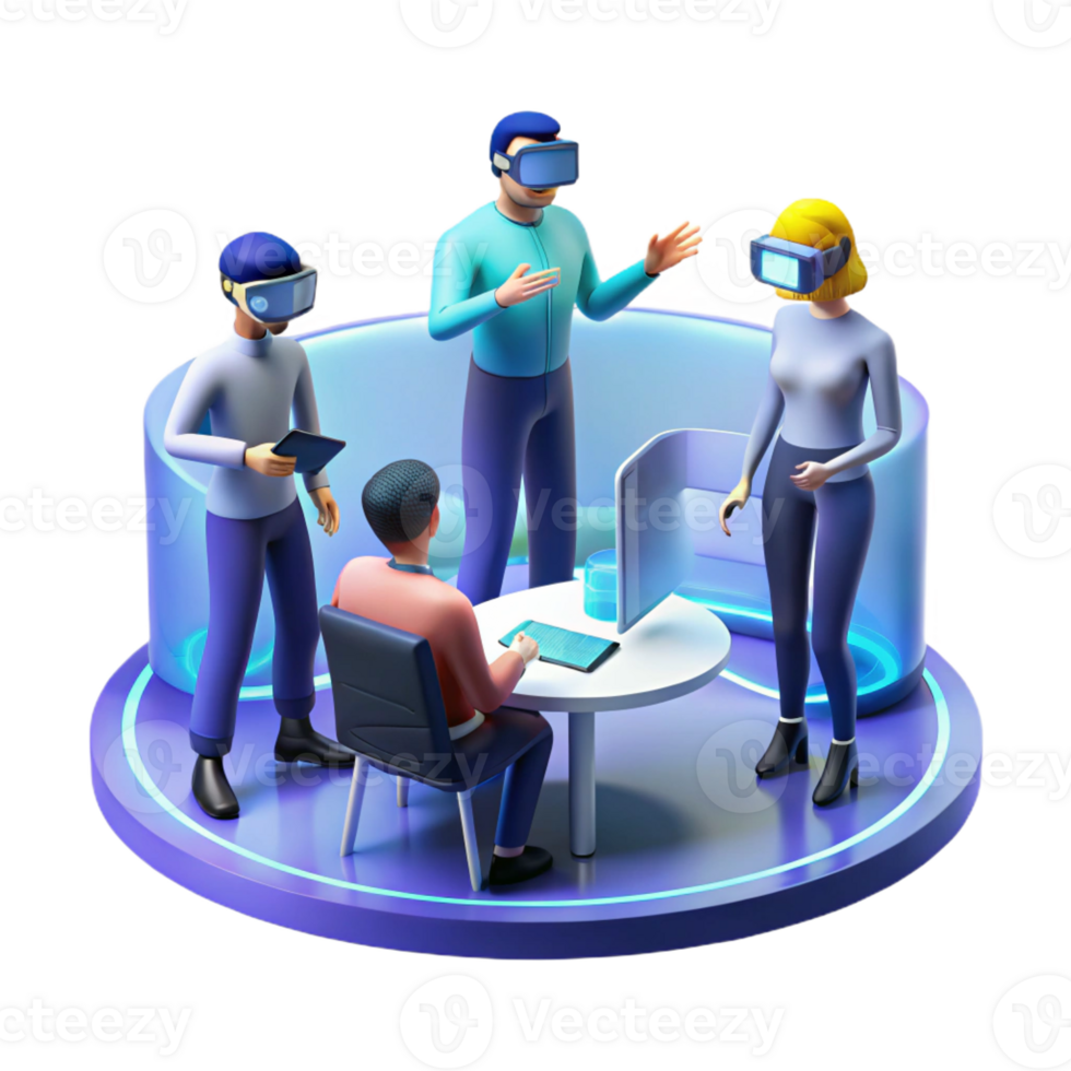serene contemporary serene classic A Group of People Wearing Augmented Real high quality premium png