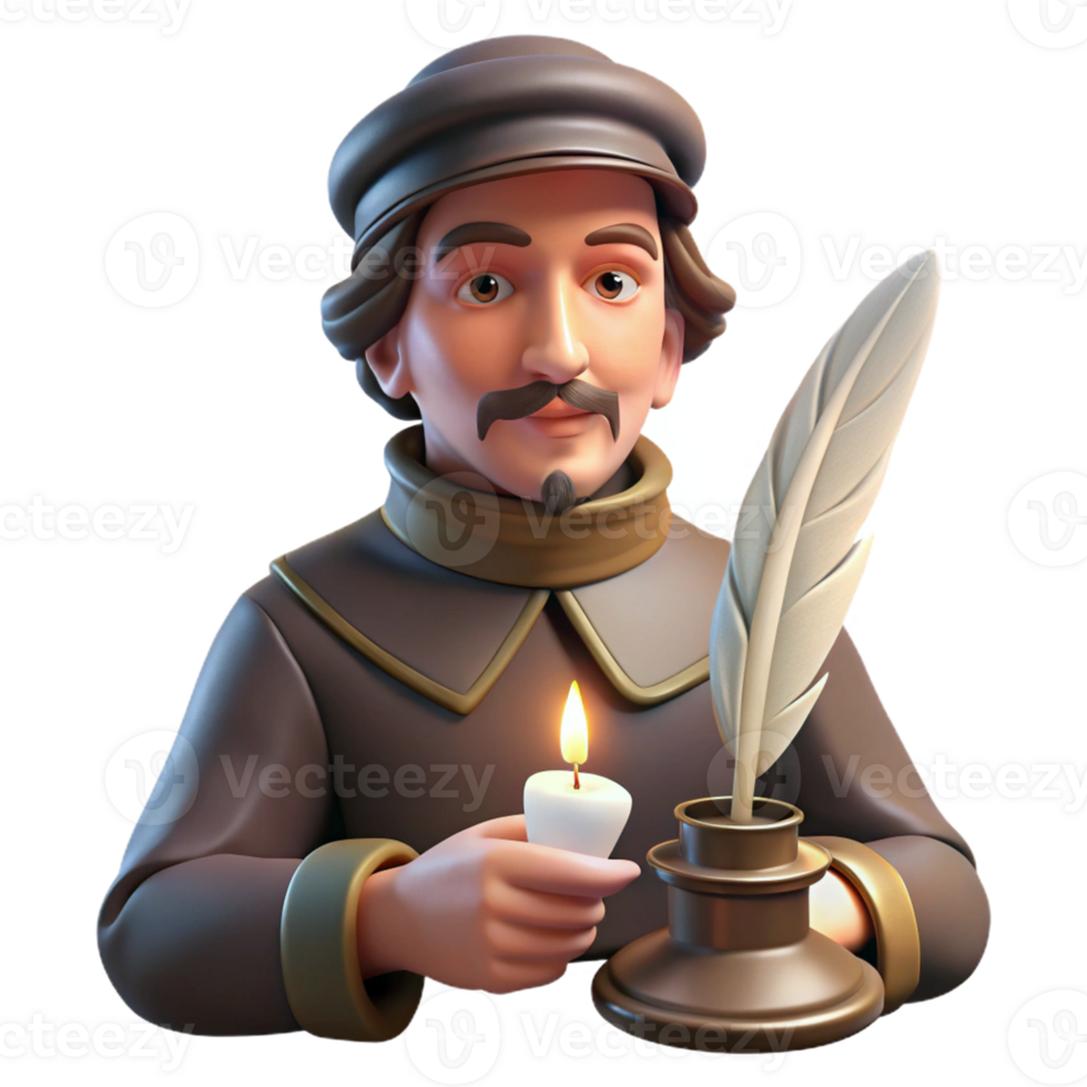 magnificent artistic vibrant classic Portrait of a Melancholic Poet with a Qui professional professional png