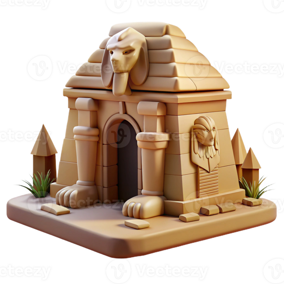 beautiful vintage magnificent rustic A Mysterious Sphinx Guarding a Hidden Tem professional detailed png
