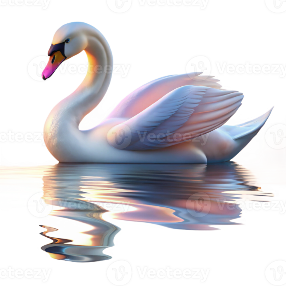 extraordinary traditional vibrant minimalist A Graceful Swan Gliding Across a Serene La authentic png