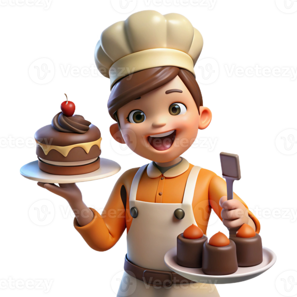 impressive creative dramatic modern A Mischievous Brownie Baking a Cake in A genuine premium png