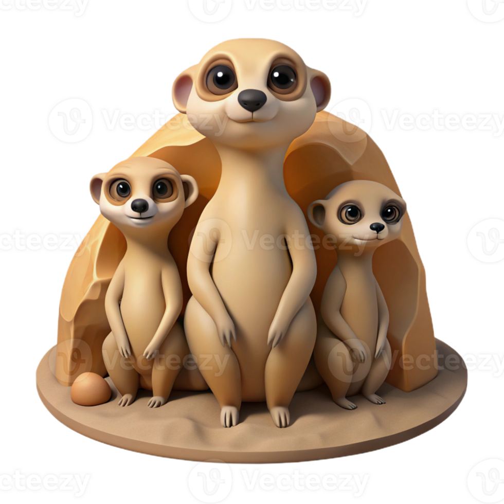 beautiful abstract stunning creative A Family of Meerkats Peering Curiously F detailed high resolution png