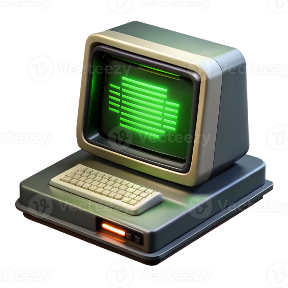 magnificent classic beautiful contemporary A Vintage Computer Terminal Displaying Cry detailed 4K png