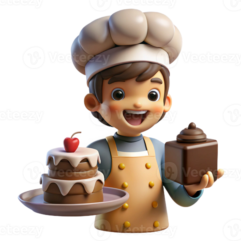 dramatic abstract beautiful rustic A Mischievous Brownie Baking a Cake in A authentic authentic png