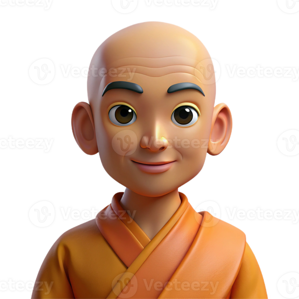 wonderful artistic beautiful modern Portrait of a Serene Buddhist Monk in Oran original premium png