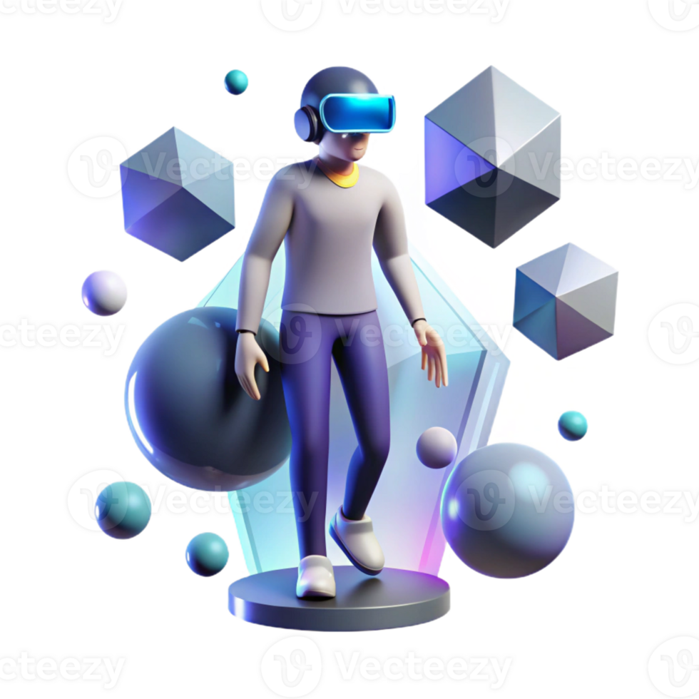 wonderful creative serene creative A Solitary Figure in a Virtual Reality Env exclusive high quality png