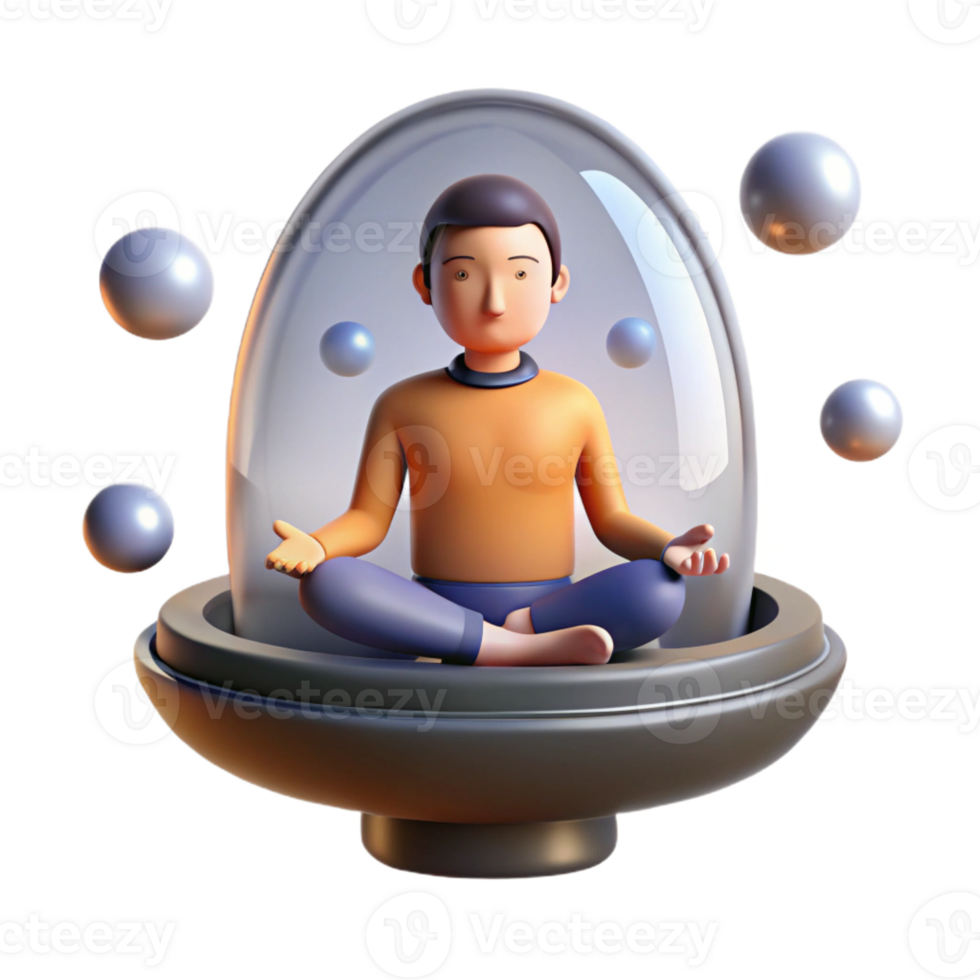 dramatic minimalist beautiful minimalist A Solitary Figure Meditating in a Zero G exclusive professional png