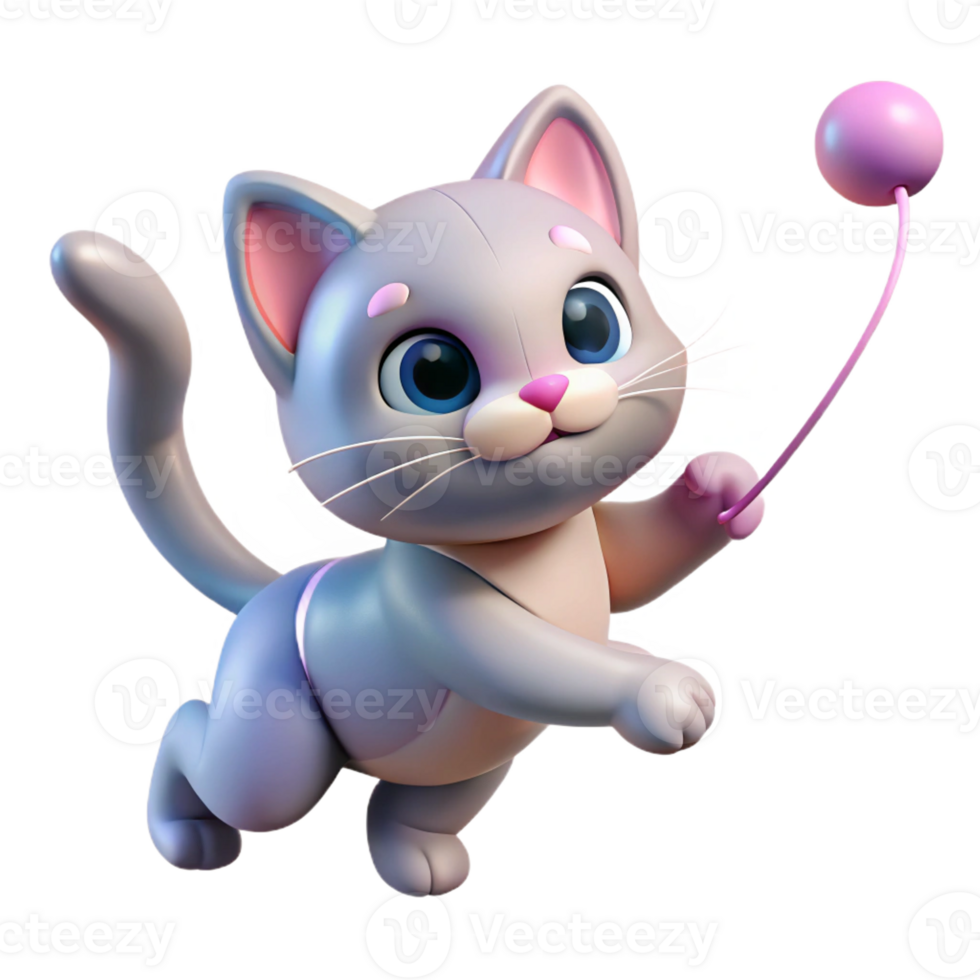 vibrant modern serene artistic A Playful Kitten Batting at a String Clos high resolution premium png