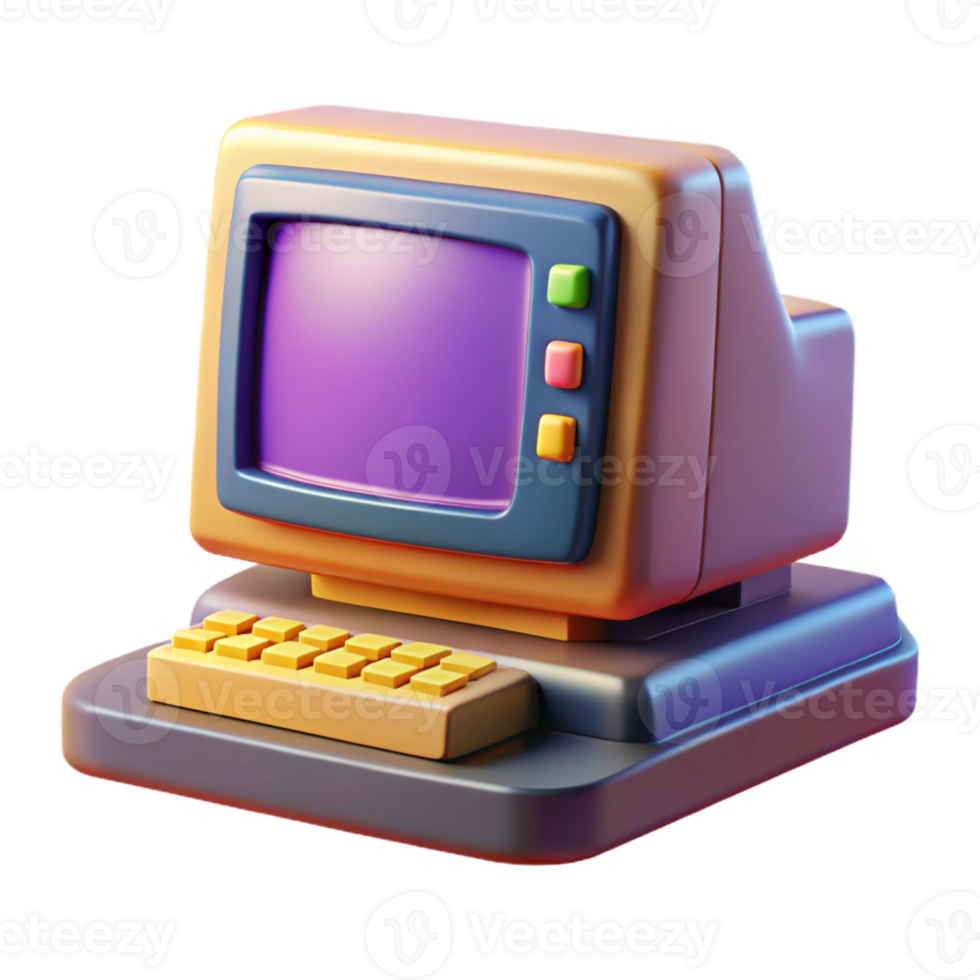 elegant classic magnificent traditional A Vintage Computer with a Crt Monitor Dis authentic detailed png