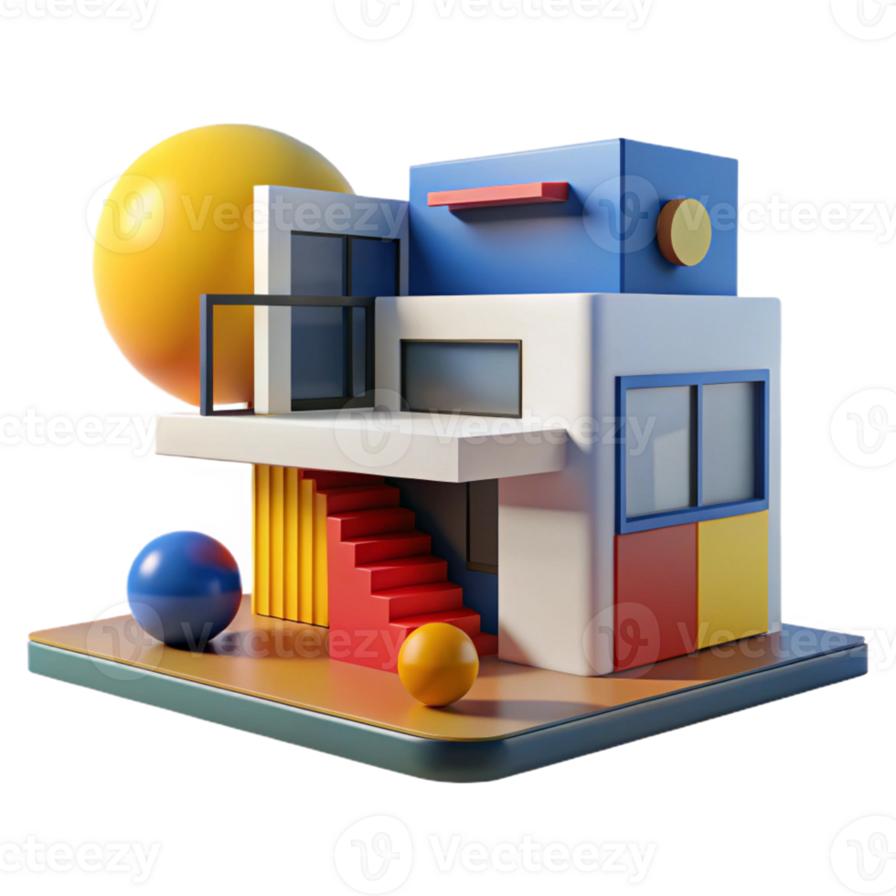 stunning classic impressive minimalist A Bauhaus Inspired House Primary Colors detailed professional png