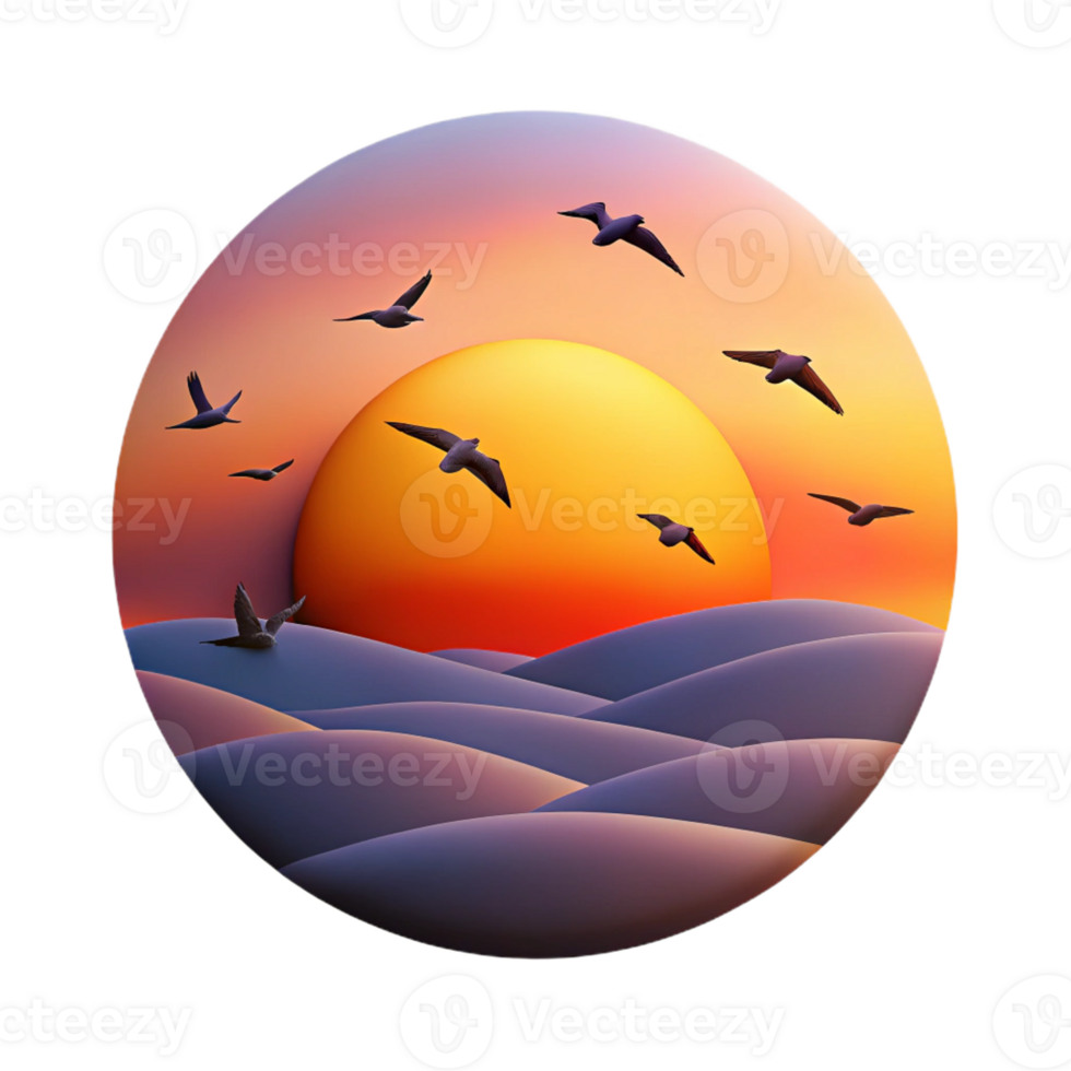 impressive traditional beautiful rustic A Flock of Birds Silhouetted Against a C professional detailed png