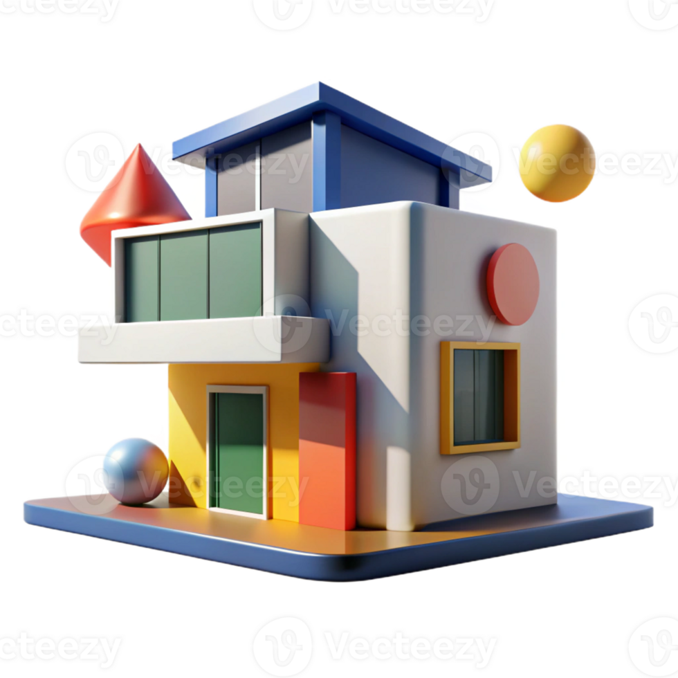 stunning creative impressive classic A Bauhaus Inspired House Primary Colors high resolution 4K png