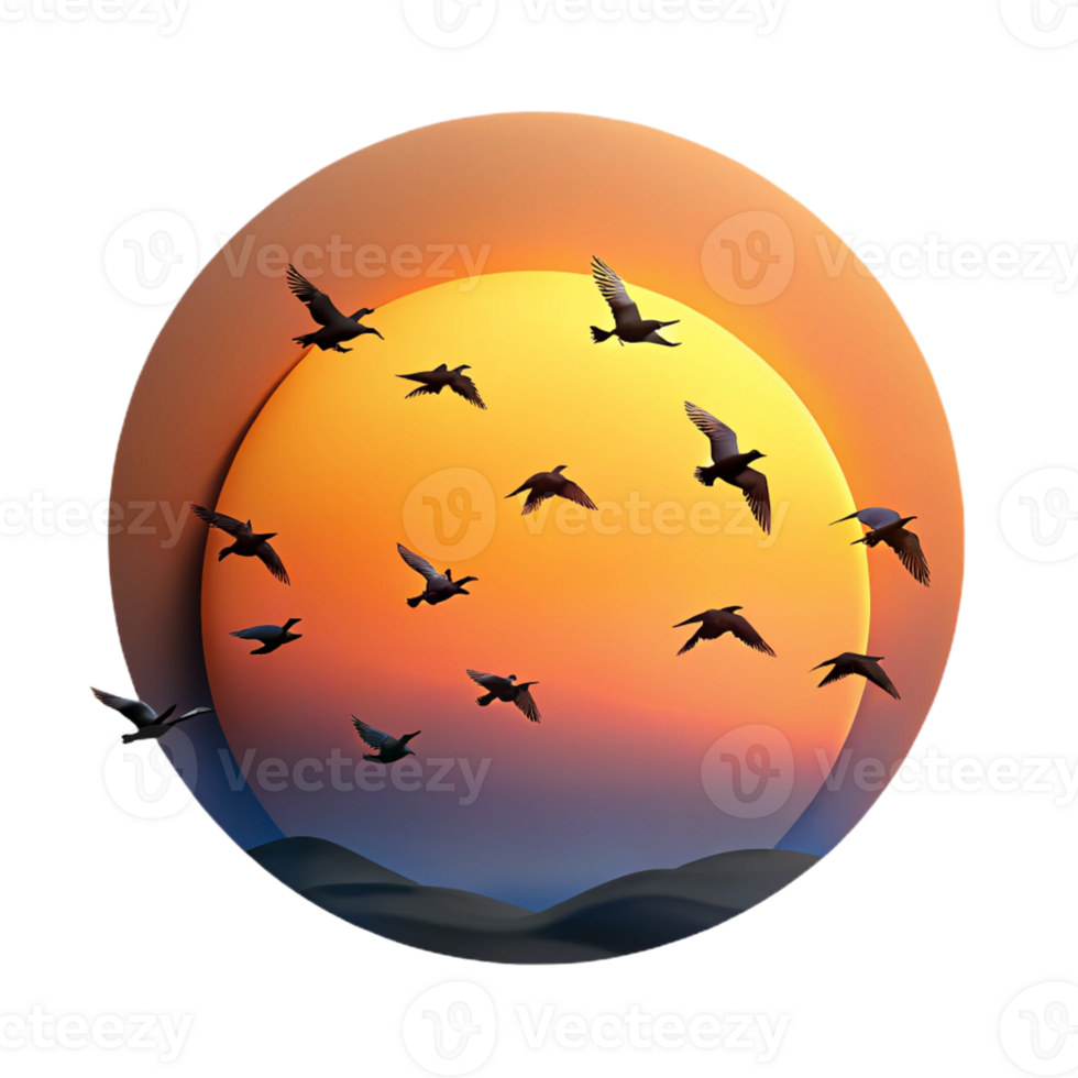stunning minimalist wonderful classic A Flock of Birds Silhouetted Against a V detailed original png