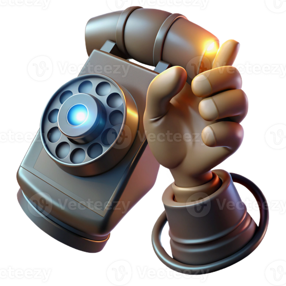 Close-up of a gloved hand holding a vintage rotary phone. Light from a partially drawn blind casts dramatic shadows across the hand and the phone. High contrast, gritty, neo-noir style png
