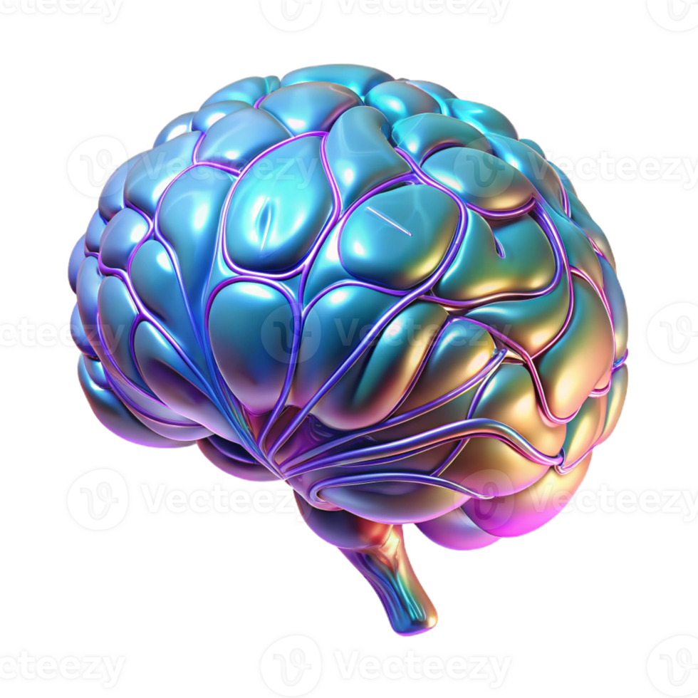 beautiful creative A holographic projection of a human brain, intricate neural pathways illuminated. Medical illustration style, cool colors, sense of complexity and understanding high resolution png