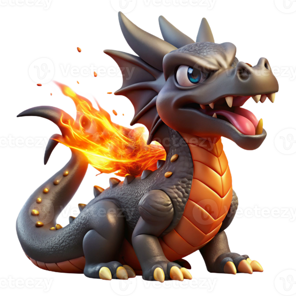 wonderful vintage A fierce dragon with iridescent scales and glowing eyes, breathing a stream of fire, under dramatic, volcanic lighting. Style Dragon Ball Z high resolution png